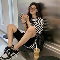 マタニティ　トップス　Tシャツ　ラウンドネック　ボーダー　ゆったり