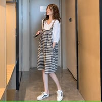 マタニティ　ボトムス　オールインワン　ギンガムチェック　カジュアル