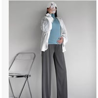 マタニティ　ボトムス　パンツ　ワイド　リブ　ゆったり　無地