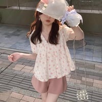 マタニティ　トップス　ブラウス　チュニック丈　花柄　ゆったり