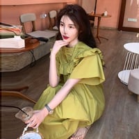マタニティ　ワンピース　ミディ丈　ラウンドネック　フレア　ゆったり