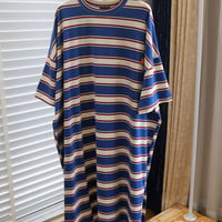 マタニティ　ワンピース　ミディ丈　ラウンドネック　ボーダー　ゆったり