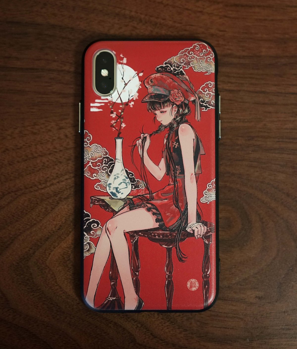 小ぶりの壺 壺也】月下少女(iPhone case 浮彫加工) | 形而上MetaMatter