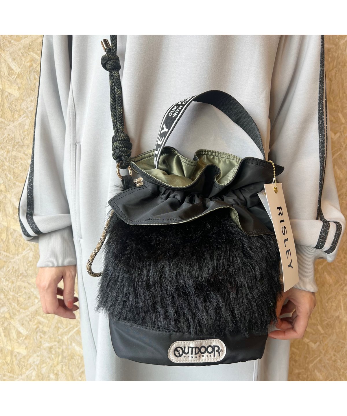 RISLEY　リズレー Bucket fur bag RISLEY x OUTDOOR 】 リズレー リズレイ アウトドア コラボ