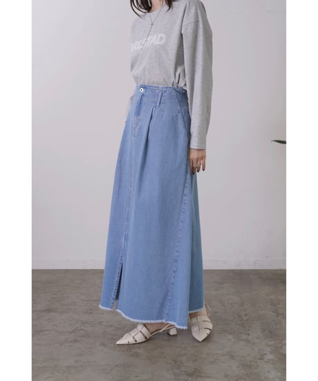 mink chair ★ fringe  denim long skirt