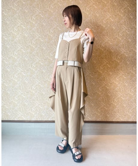 mink chair ★ side frill tuck pants