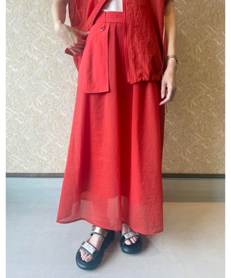 FOSI. ★ sheer nylon tuck flare skirt