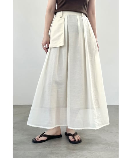 FOSI. ★ sheer nylon tuck flare skirt