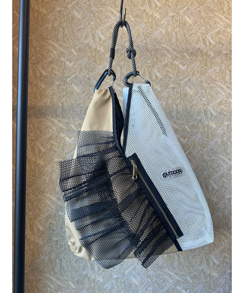 値下げOUTDOOR RISLEY メッシュバッグ定価14900円 リズレー RISLEY×OUTDOOR 【バイカラーメッシュバッグ】【商品