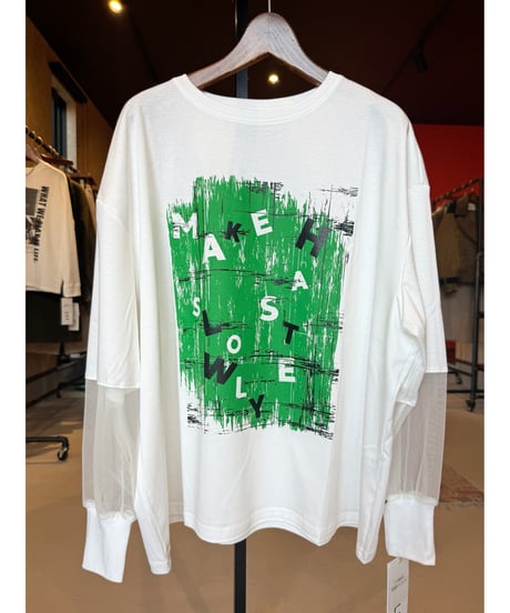 RISLEY ★ tulle docking long T-shirt
