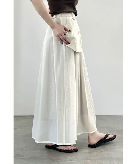 FOSI. ★ sheer nylon tuck flare skirt