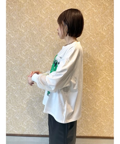 RISLEY ★ tulle docking long T-shirt