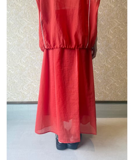 FOSI. ★ sheer nylon tuck flare skirt