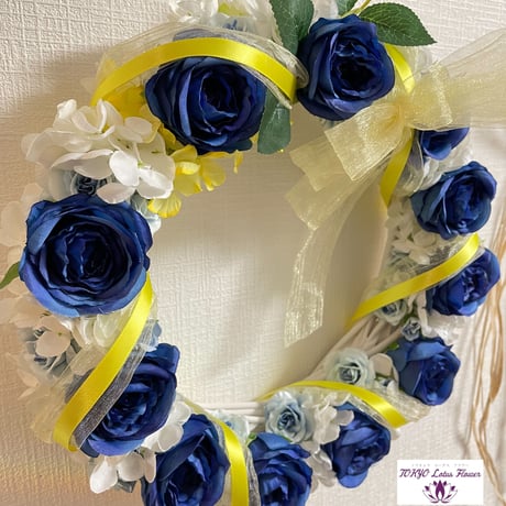 【再入荷！】【貴重な1点物】青色の薔薇リース🌹直径30cm