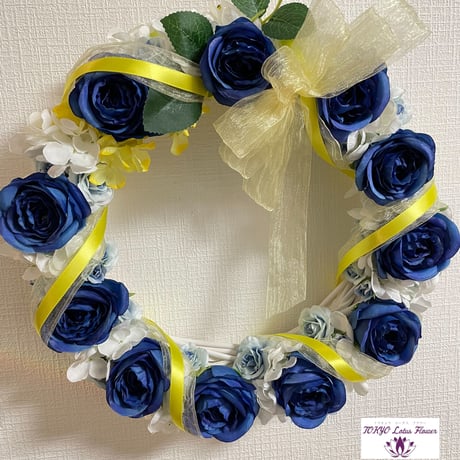 【再入荷！】【貴重な1点物】青色の薔薇リース🌹直径30cm