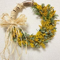 【完売しました！】フレッシュミモザのリース（レッスン、花材）