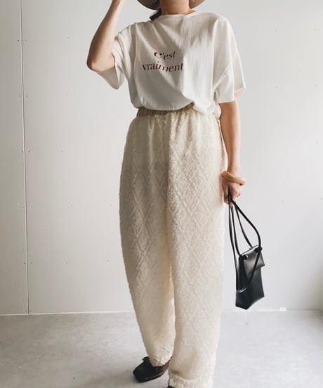 パターンシャギーシアーワイドパンツ