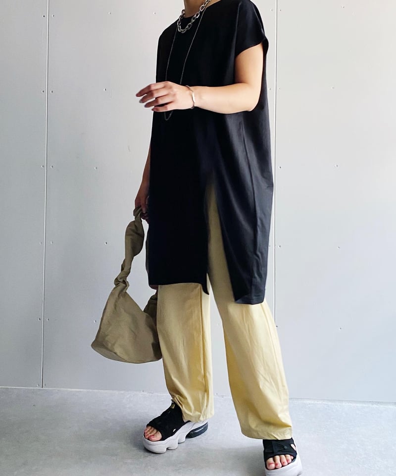 ＊ラスト1点＊ベア ワンポイント Tシャツ & ロングパンツ 接触冷感 ネイビー 接触冷感ロングTシャツ | Anstella