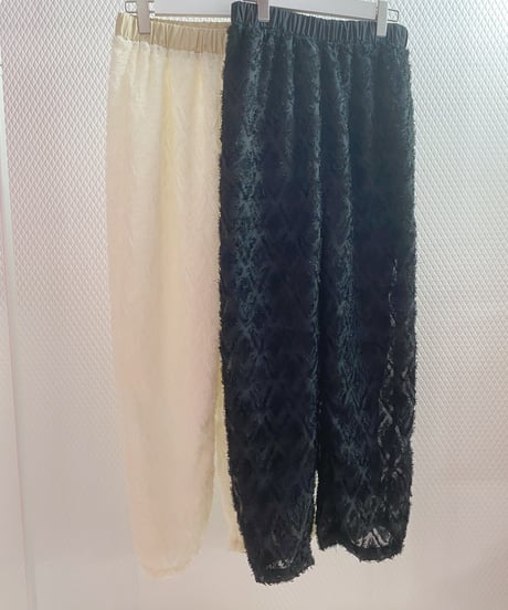 パターンシャギーシアーワイドパンツ