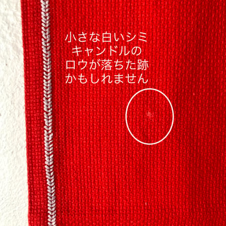 スウェーデンで見つけた刺繍のミニテーブルランナー／クリスマス結晶柄／レッド＆ホワイト