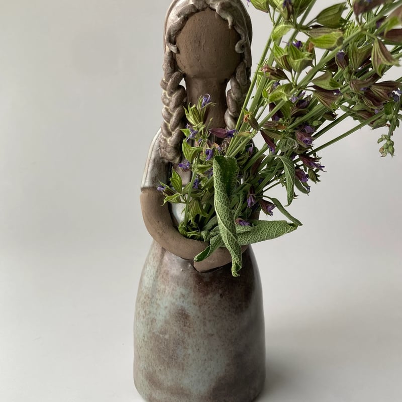 【花瓶】　手描き 花模様が素敵 花瓶】 手描き 花模様が素敵