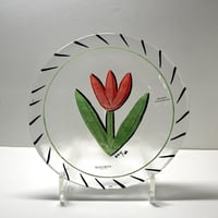 Kosta Boda（コスタボダ）／Tulip（チューリップ）・赤／ガラスプレート  φ18cm