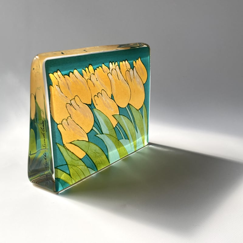 iittala（イッタラ）／ガラスカード・オブジェ／黄色いチューリップ L