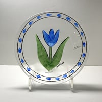 【S様ご確認用】Kosta Boda（コスタボダ）／Tulip（チューリップ）・青／ガラスプレート  φ18cm