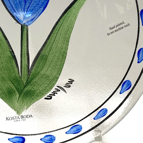 【S様ご確認用】Kosta Boda（コスタボダ）／Tulip（チューリップ）・青／ガラスプレート  φ18cm