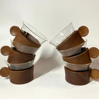 JENAER GLAS（イエナグラス）／ドイツ製ヴィンテージ／チークのカバー付ガラスのマグ／