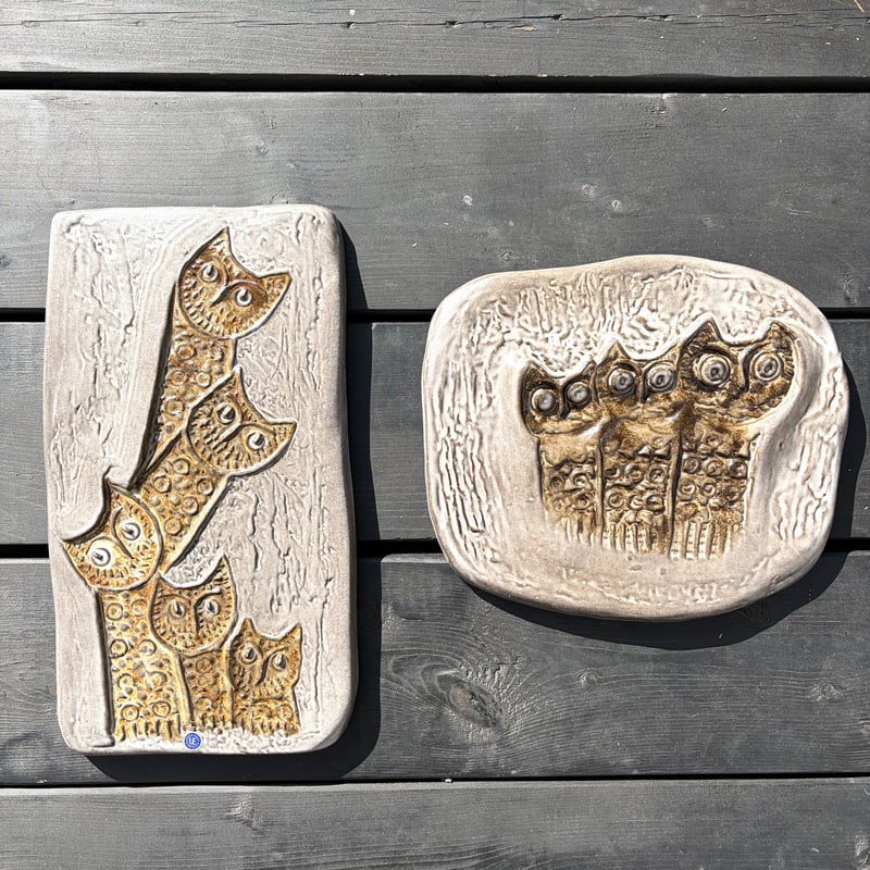 北欧　ウプサラエクビー　陶板 Upsala Ekeby（ウプサラ エクヴィ）／5羽のフクロウの陶板／壁飾り | HYGGE