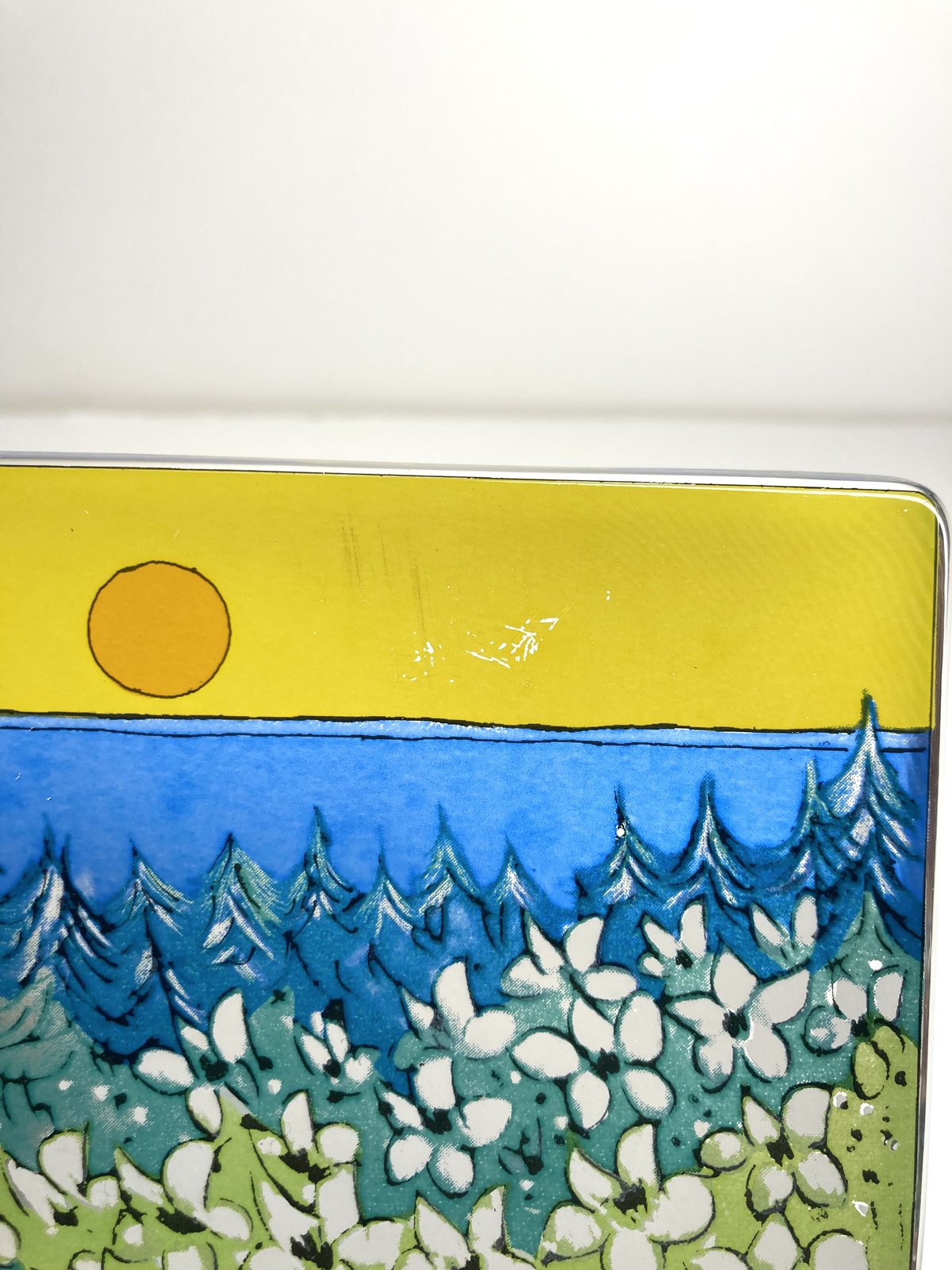 北欧の太陽と白い花のガラスカード(大)／ イッタラ　フィンランド 北欧の太陽と白い花のガラスカード(大)／iittala イッタラ