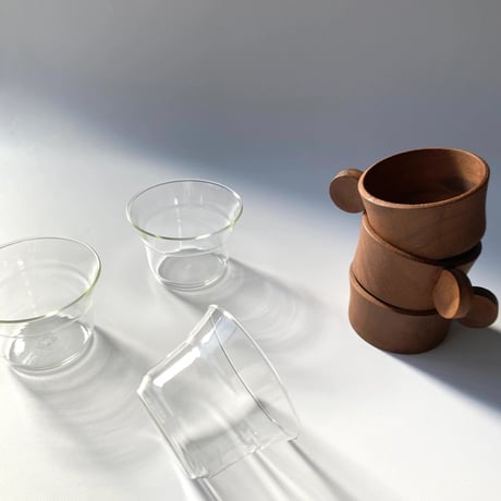 JENAER GLAS（イエナグラス）／ドイツ製ヴィンテージ／チークのカバー付ガラスのマグ／