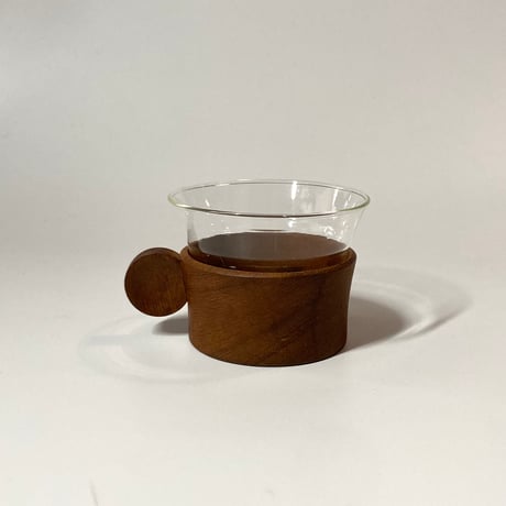 【Y様確認用】　JENAER GLAS（イエナグラス）／ドイツ製ヴィンテージ／チークのカバー付ガラスのマグ／在庫5点