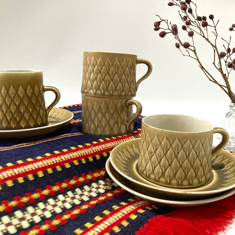 北欧ヴィンテージ　クイストゴー　レリーフ　コーヒーカップ&ソーサー　3客セット Jens.H.Quistgaard/イェンス・クイストゴー Relief/レリーフ