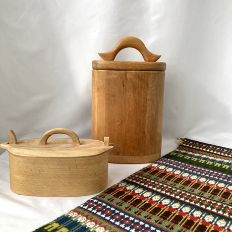 スウェーデンの工芸品／ヴィンテージの木のコンテナ／アルダー材