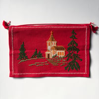 スウェーデンで見つけた素朴な小さなタペストリー／クリスマス柄／クロススティッチ　30cm × 19.5cm