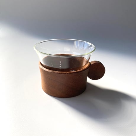 【Y様確認用】　JENAER GLAS（イエナグラス）／ドイツ製ヴィンテージ／チークのカバー付ガラスのマグ／在庫5点