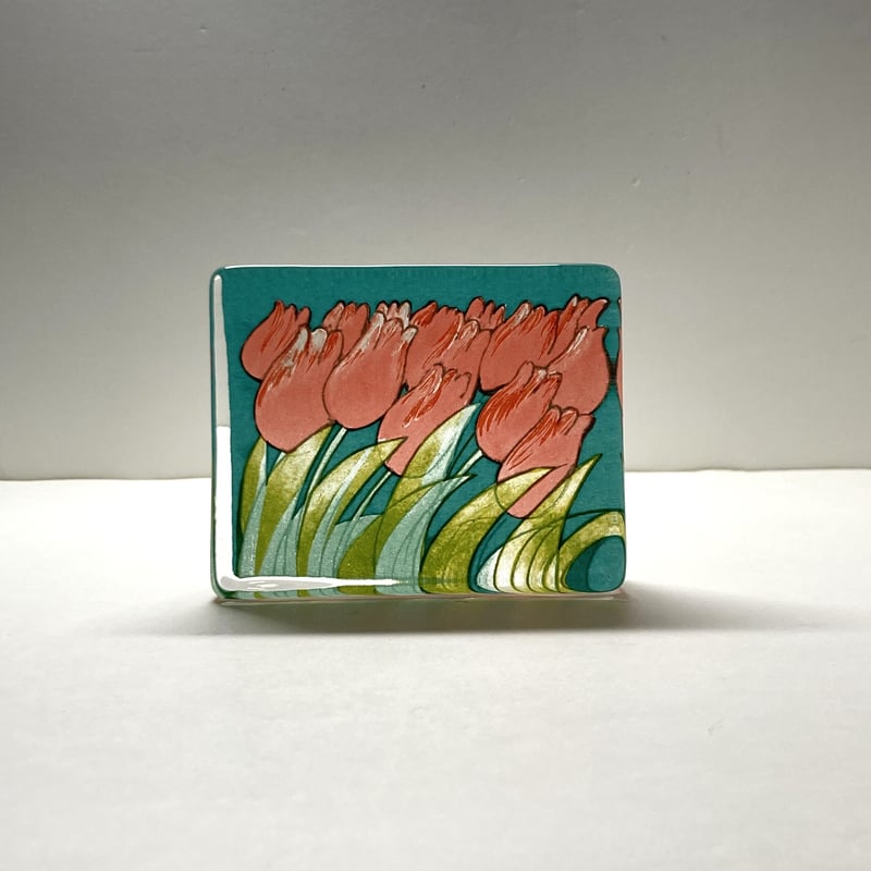 iittala（イッタラ）／ガラスカード・オブジェ／赤いチューリップ S