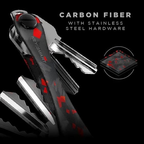 限定カラー KEYSMART Extended キースマート RED FORGED CARBON ロング エクステンデッド キーケース キー収納ツール 拡張パック付