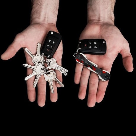 限定カラー KEYSMART Extended キースマート RED FORGED CARBON ロング エクステンデッド キーケース キー収納ツール 拡張パック付