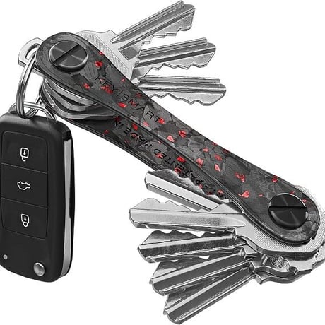 限定カラー KEYSMART Extended キースマート RED FORGED CARBON ロング エクステンデッド キーケース キー収納ツール 拡張パック付