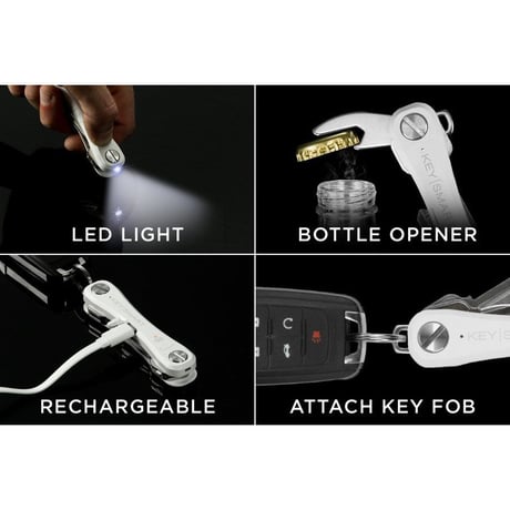 KEYSMART PRO ホワイト キースマート プロ tile 内臓 LEDライト 付き トラッキング キーケース