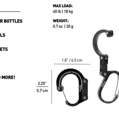HEROCLIP MINI ヒーロークリップ ミニ 静止荷重 18kg カラビナ型フック バックハンガー 国内正規品 GEAR AID