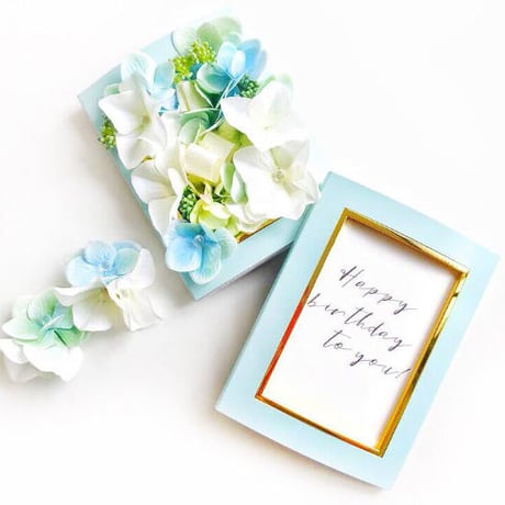 【送料無料・メッセージカード付】「コサージュin額画(GAKUE)フォトフォトフレームセット」ティファニーブルー