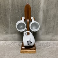 Vintage White Castle 4mugs&wood holder
