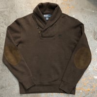 RALPH LAUREN Shawl Collar Sweat Shirts Elbow Patches  SIZE : Small