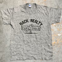 1980s ”RACK REALITY” Print T-Shirts RUSSELL ATHLETIC Made in USA SIZE : Medium