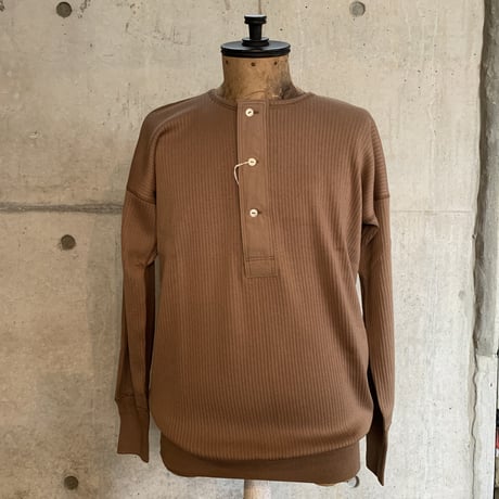 OLDEHOMESTEADER  SWEDISH ARMY RIB Henley Neck Long Sleeve
