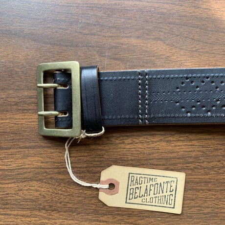 BELAFONTE RAGTIME PUNCHING LEATHER DOUBLE PRONG GARRISON BELT 45mm